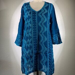 Johnny Was Nancy square eyelet tunic size M NWT